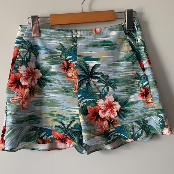 Zara Summer Hawaiian Tropical Cotton Dress Shorts Size Small - Picture 16 of 16